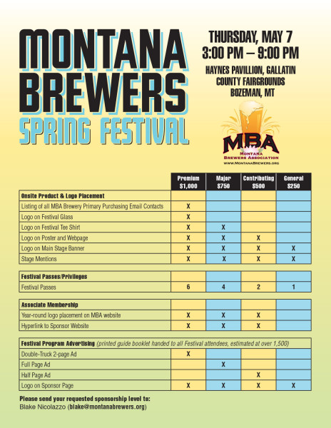 Bozeman Festival Rate Card 2015